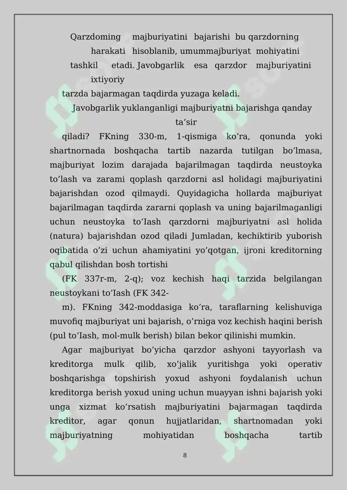 Fuqarolik-huquqiy javobgarlik mavzusidagi kurs ishi 8