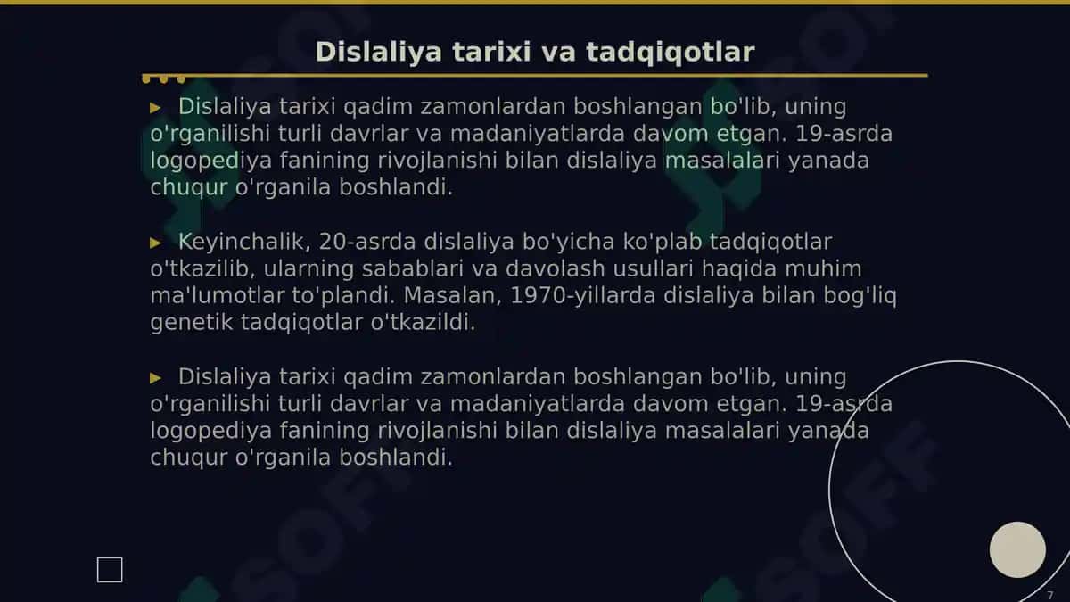 Dislaliyani o'rganish tarixi 7