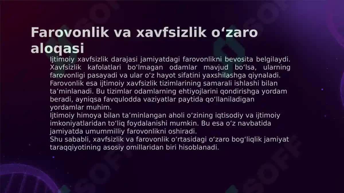 Inson taraqqiyotini ta’minlash va ijtimoiy xavfsizlik oʻrtasidagi bogʻliqlik masalalari 8