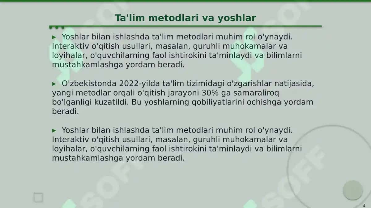 Turli yoshlar bilan ishlash usullari 4