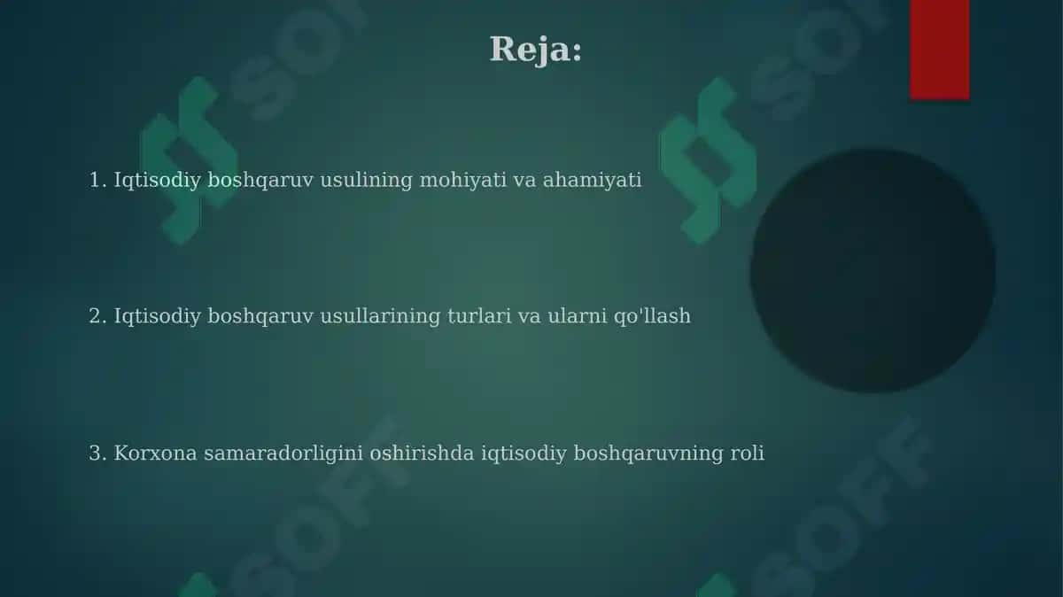 Boshqarishning iqtisodiy usuli - korxonani samarali boshqarishning asosi 2