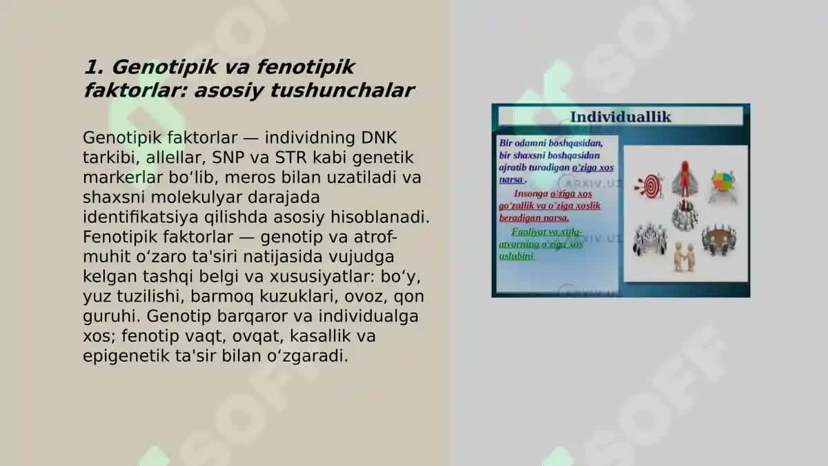 Shaxsni tasdiqlovchi genotipik va fenotipik faktorlar 3