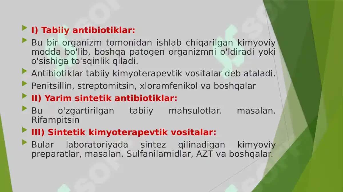 4-dars: Kimyoterapevtik preparatlar va antibiotiklar 4