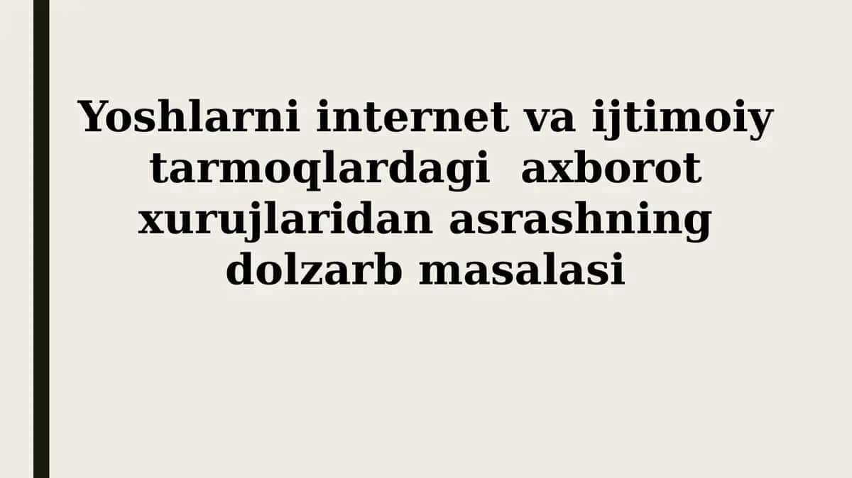 Yoshlarni internet va ijtimoiy tarmoqlardagi axborot xurujlaridan asrashning dolzarb masalasi