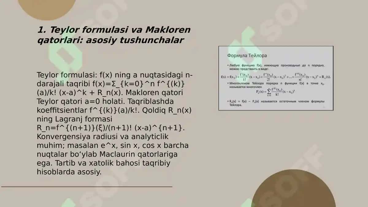 Teylor formulasi va uning taqribiy hisoblashlarga tadbiqi 3