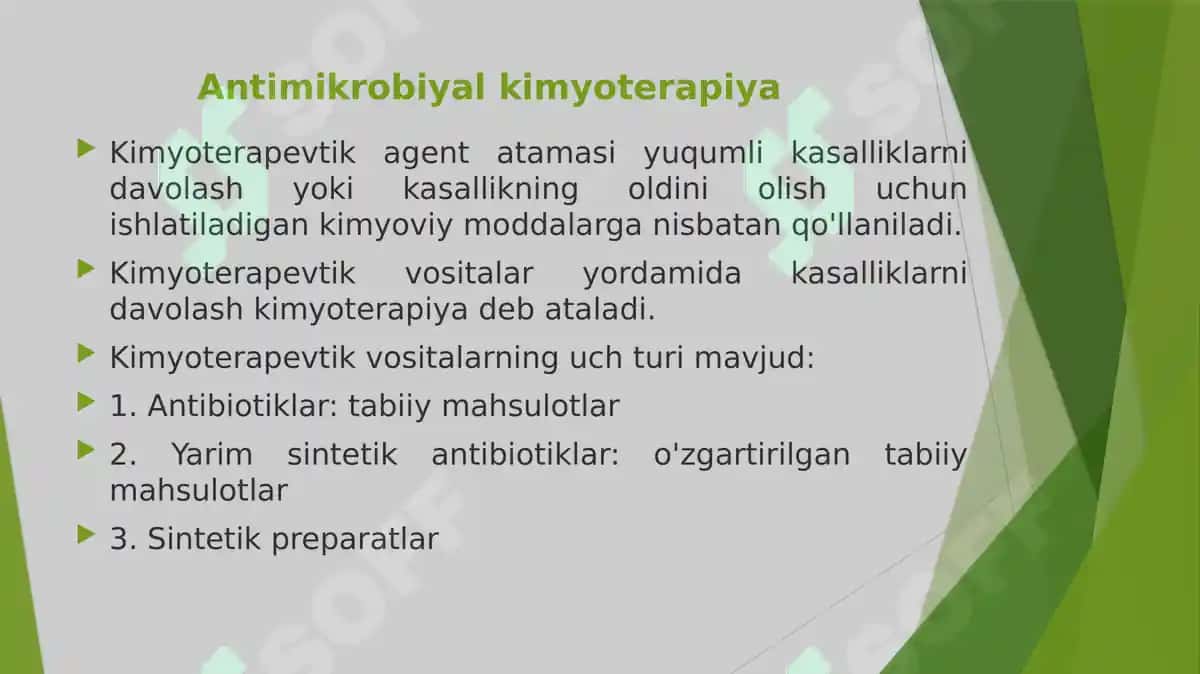 4-dars: Kimyoterapevtik preparatlar va antibiotiklar 3