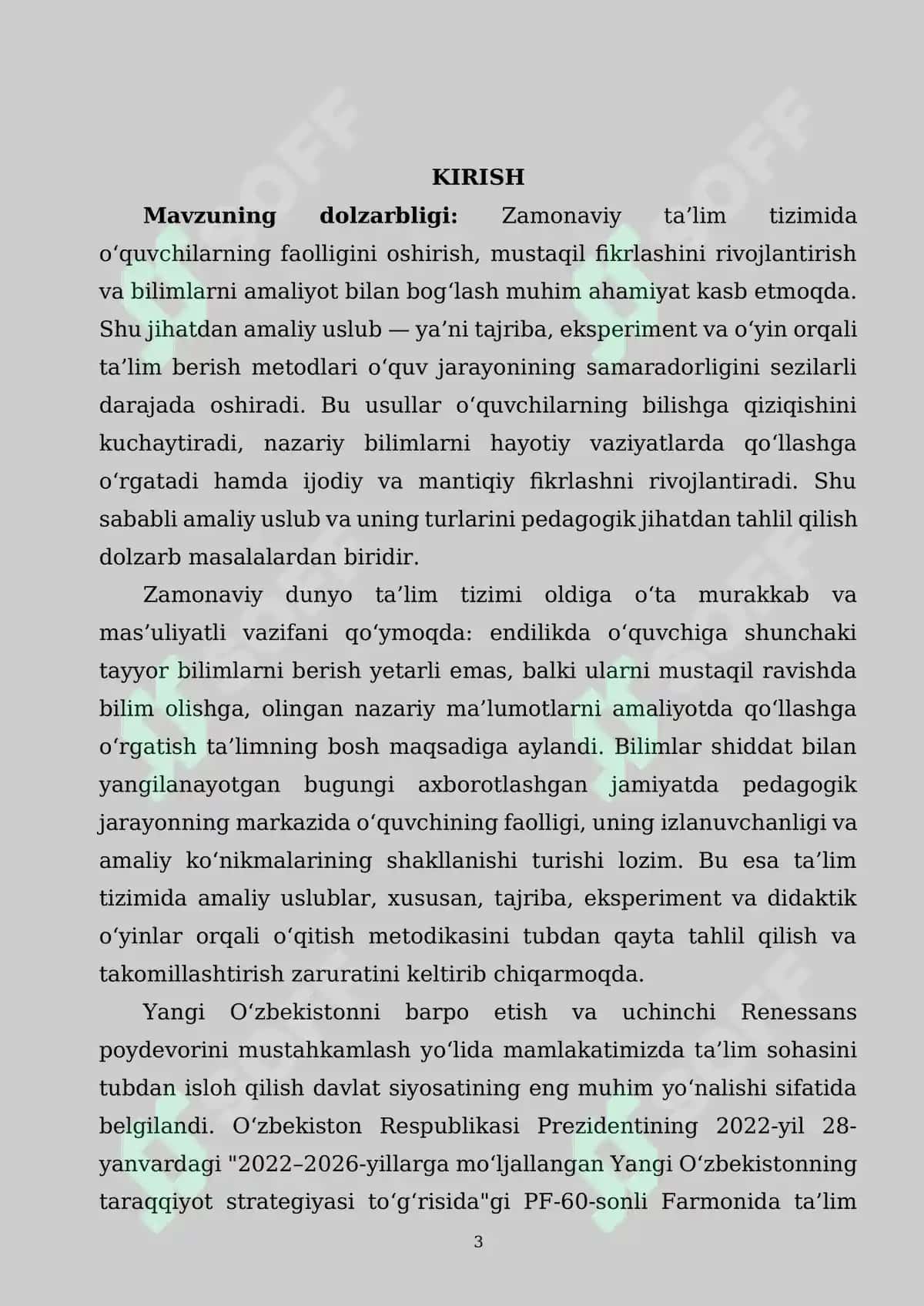 AMALIY USLUB VA UNING TURLARI (TAJRIBA, EKSPERIMENT, O‘YIN ORQALI TA’LIM) PEDAGOGIK TAHLILI 3