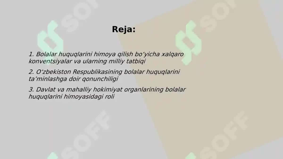 Bolalar huquqlarini va himoyasini taʼminlash 2