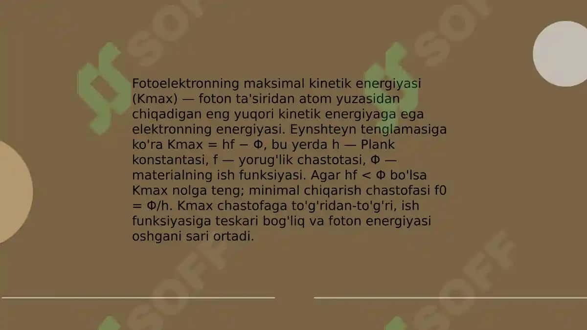 Tashqi fotoeffekt uchun Eynshteyn tenglamasi 4