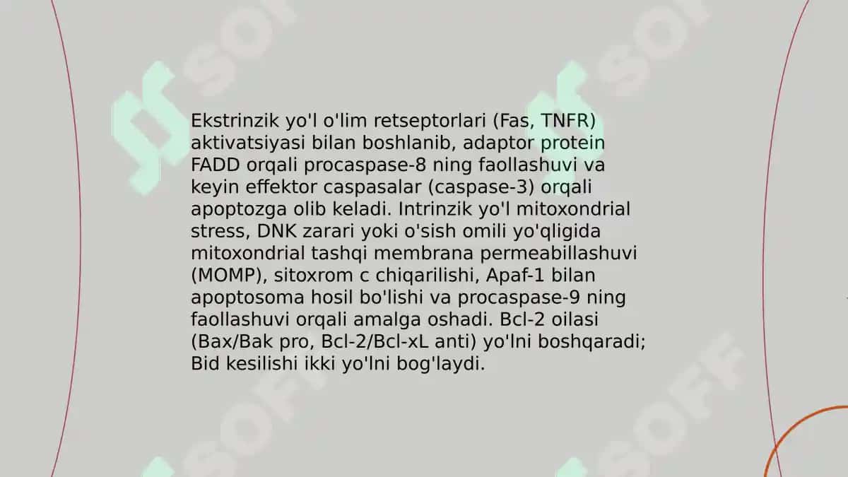 Nekroz. Apoptoz. Hujayra shikastlanishining sababi. 7