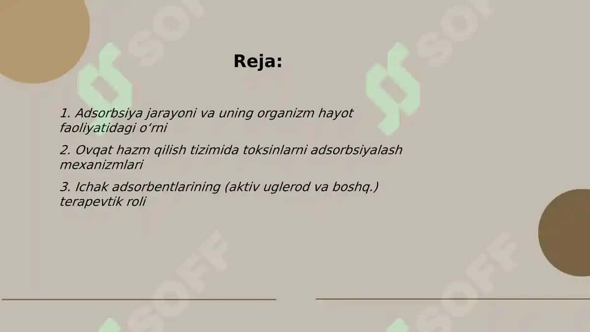 Organizmning hayot faoliyatida va davolash usullarida adsorbsiya jarayoning ahamiyati 2