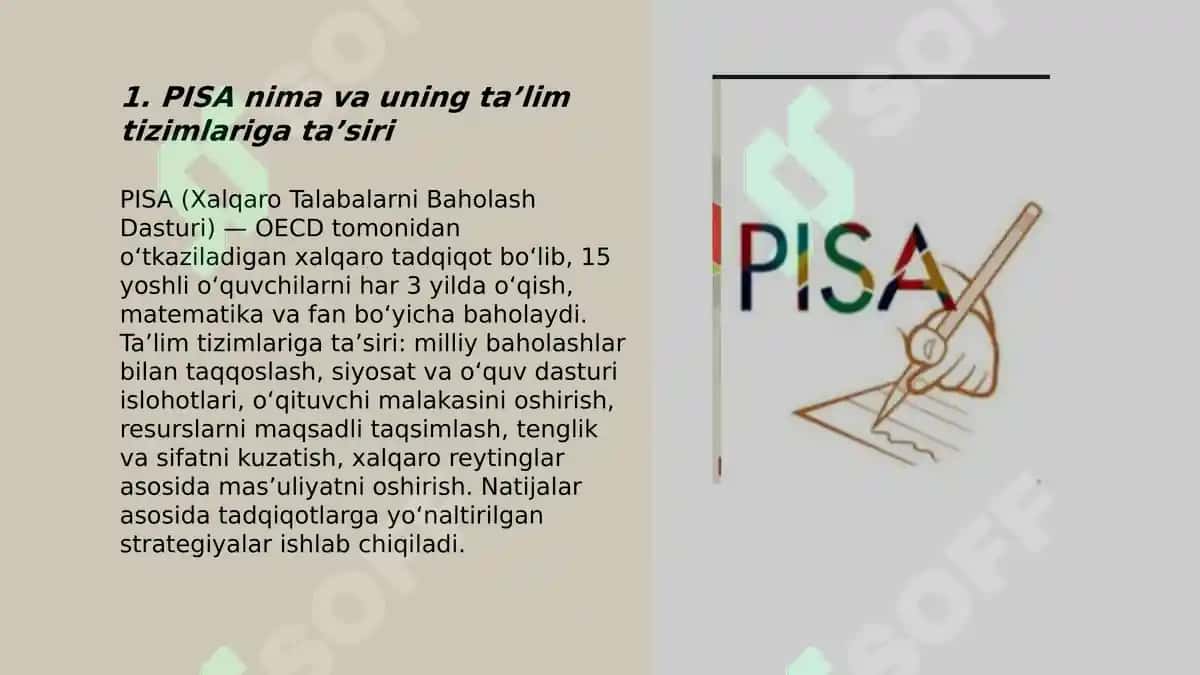 Pisa tadqiqotlari bilan o’quvchilarni tanishtirish va tadqiqotlarga tayyorlash 3