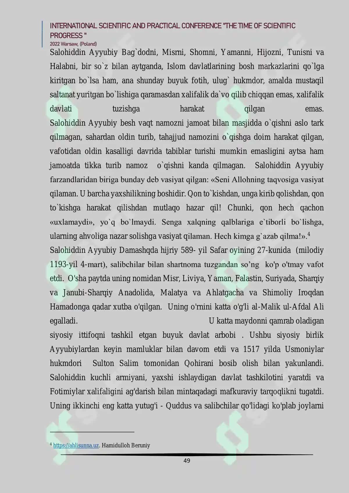 Salohiddin Ayyubiy va uning Islom dunyosidagi o’rni 4