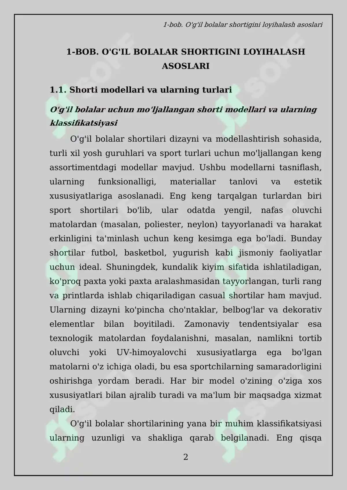 O'g'il bolalar shortigini loyihalash va modellashtirish bo'yicha kurs ishi 4