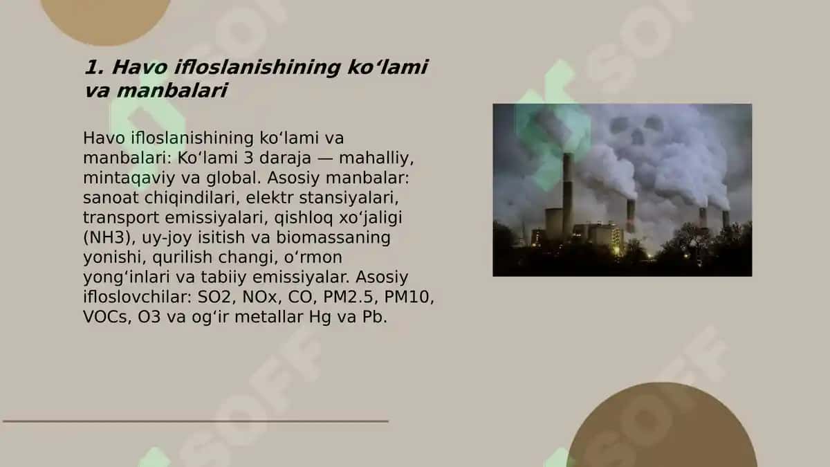 Atrof muhit ifloslanishi ko'lami va manbalari 3