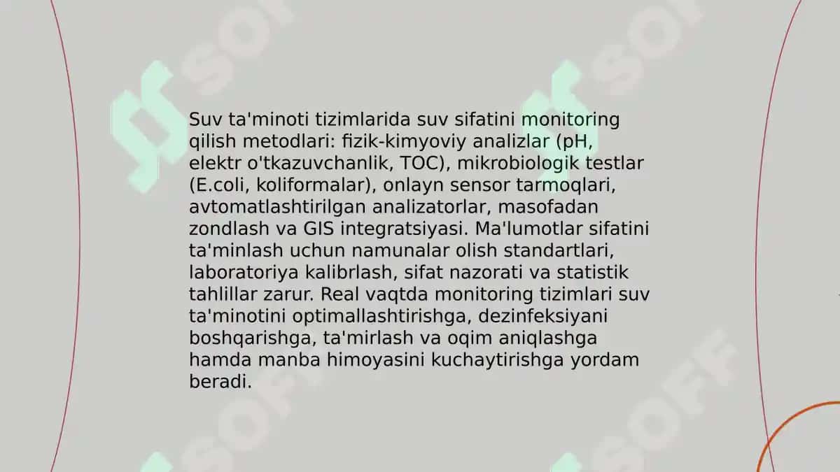 Suv ta'minotidagi suvning sifatidan kelib chiqqan holda ichimlik suvning sifatini yaxshilash usullarini ilmiy asoslash 3