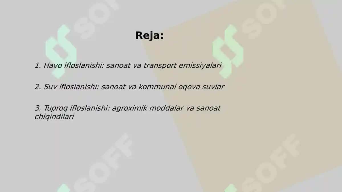 Atrof muhit ifloslanishi koʻlami va manbalari 2