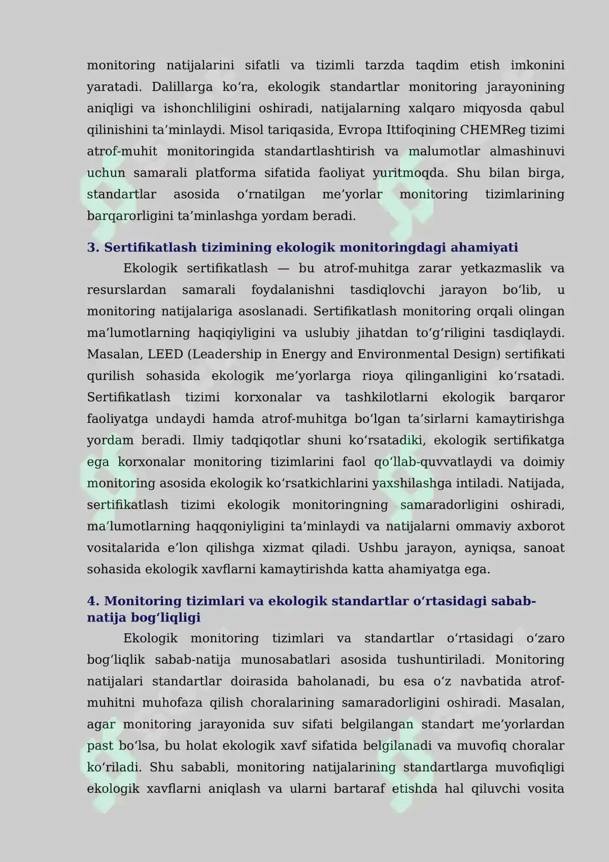 Ekologiyada monitoring tizimlari: ekologik standartlar va sertifikatlashning roli 4