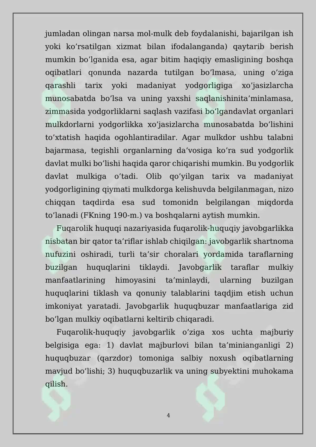 Fuqarolik-huquqiy javobgarlik mavzusidagi kurs ishi 4