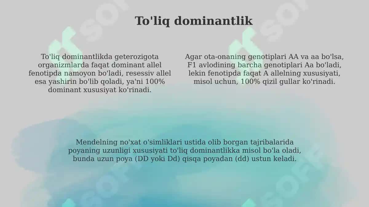 Belgilarning birikkan holda (toʻliq va notoʻliq) nasldan-nasiga berilishi 4