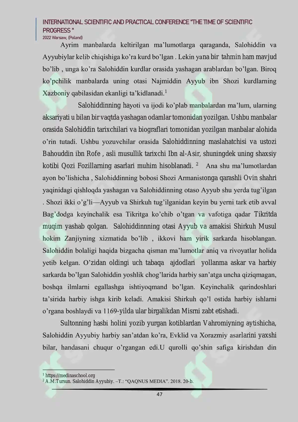 Salohiddin Ayyubiy va uning Islom dunyosidagi o’rni 2