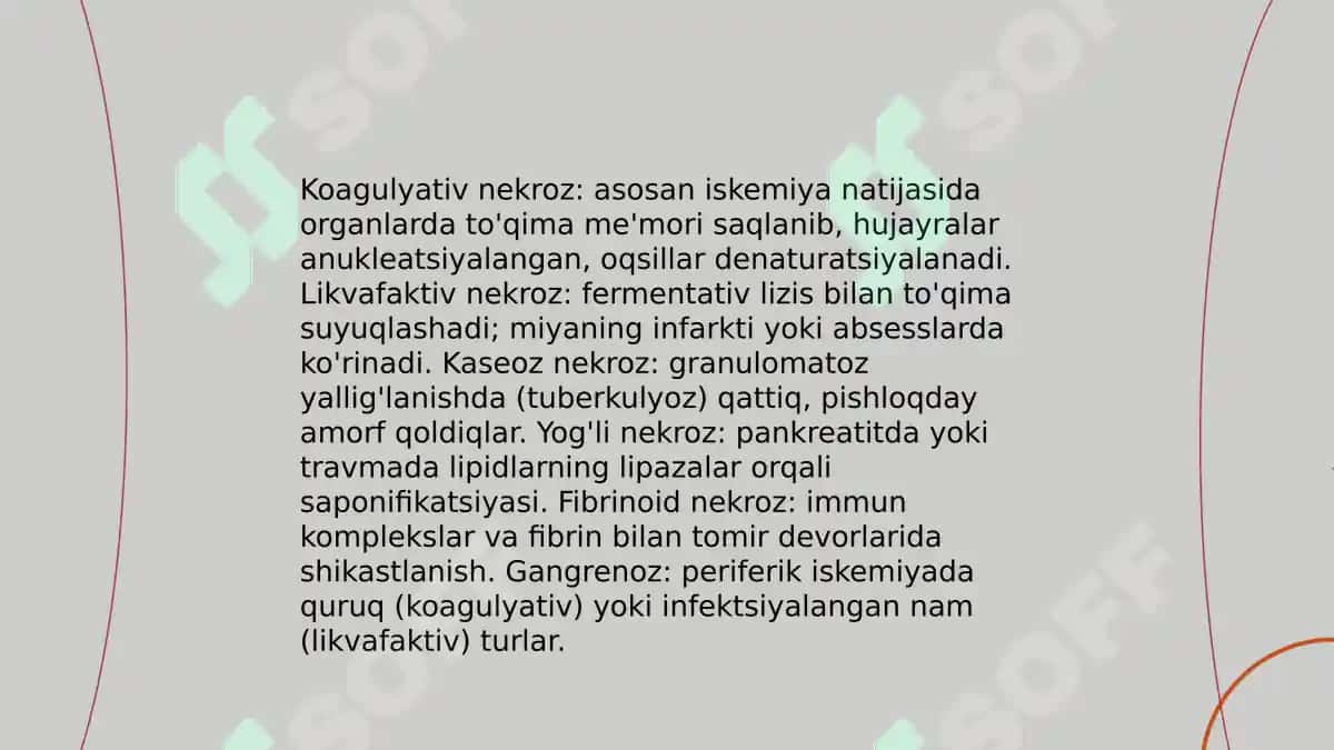 Nekroz. Apoptoz. Hujayra shikastlanishining sababi. 6
