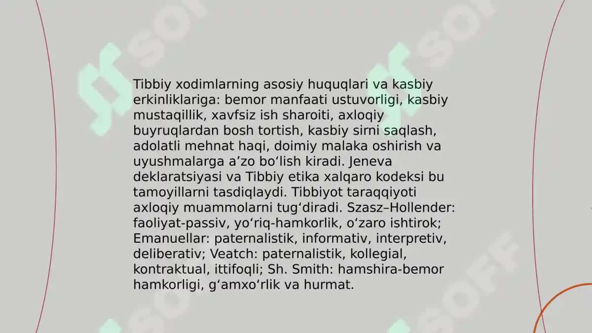 Tibbiy xodimlarning asosiy huquqlari va kasbiy erkinliklari 3