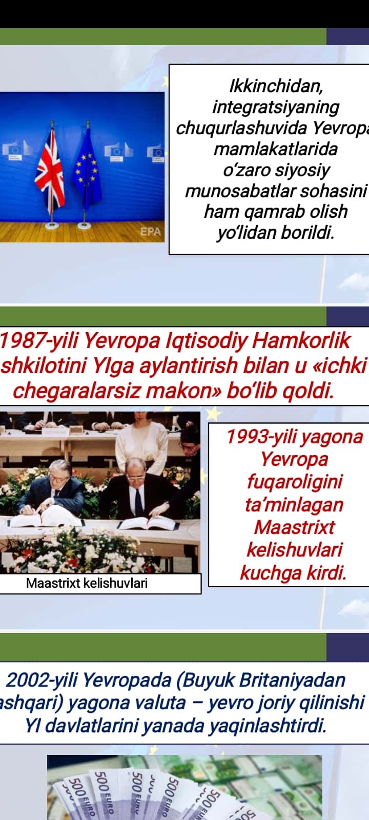 G‘arb mamlakatlarida integratsiyalashuv jarayonlarining jadallashuvi. Yevropa ittifoqi va AQSH munosabatlari