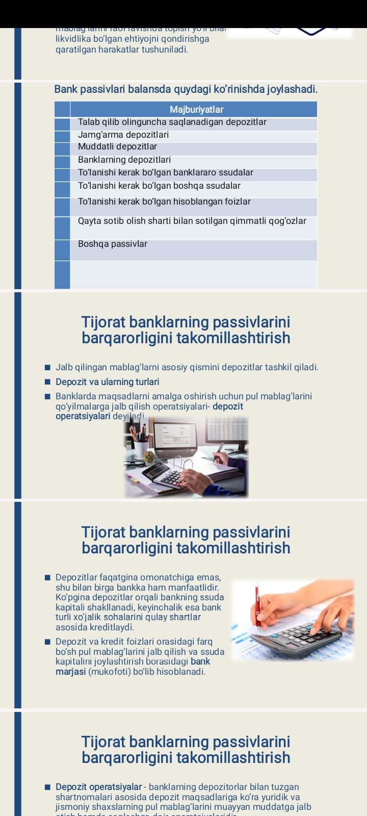 Tijorat banklarining passivlarini barqarorligini takomillashtirish yo’llari
