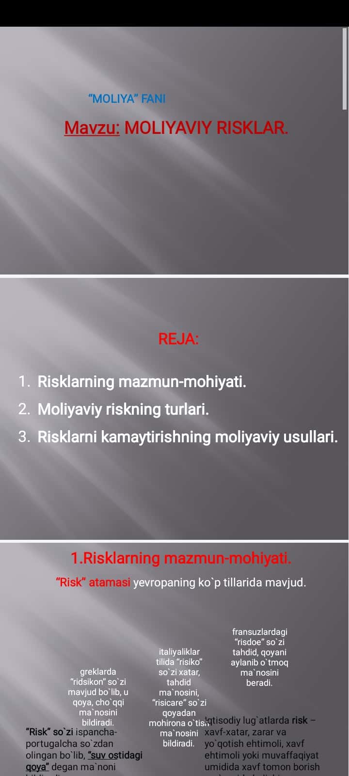 MOLIYAVIY RISKLAR
