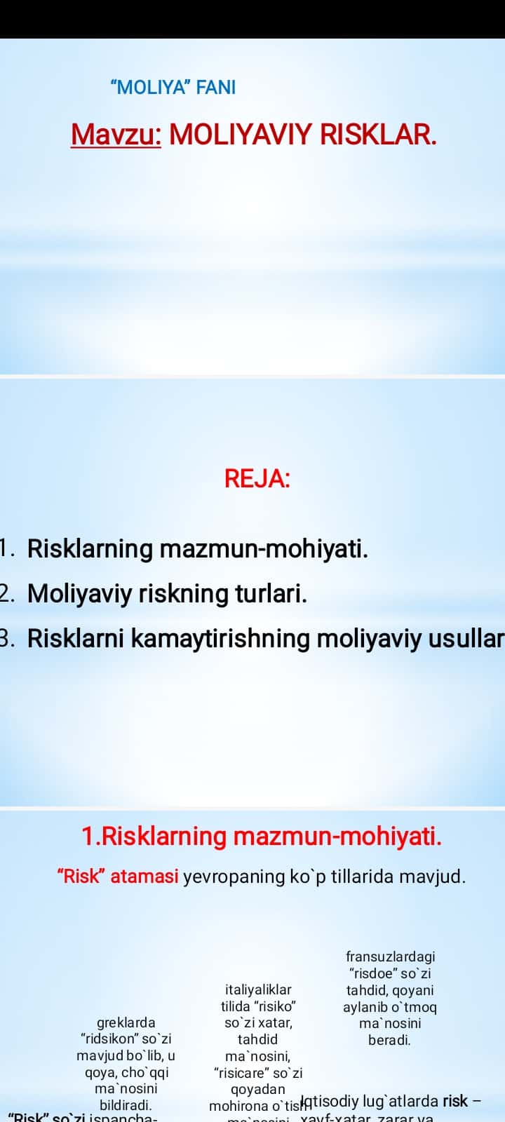 MOLIYAVIY RISKLAR