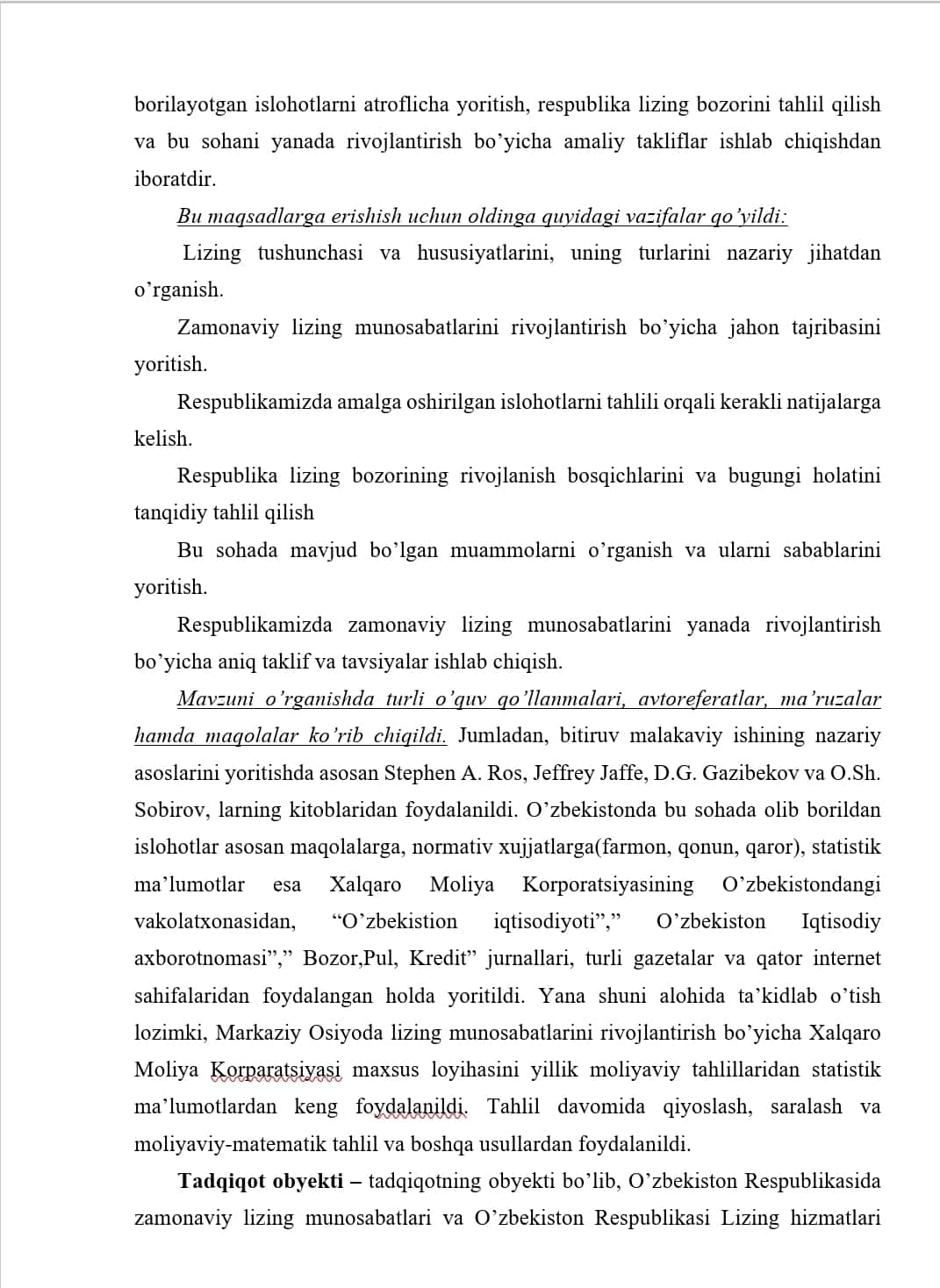 Xalqaro lizing operatsiyalarini amalga oshirishning huquqiy asoslari