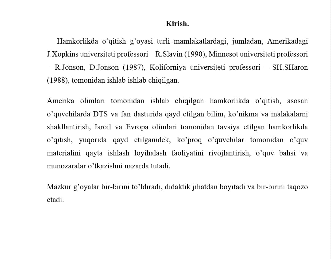 Informatikani o‘qitishda hamkorlikda o‘qitishni rejalashtirish