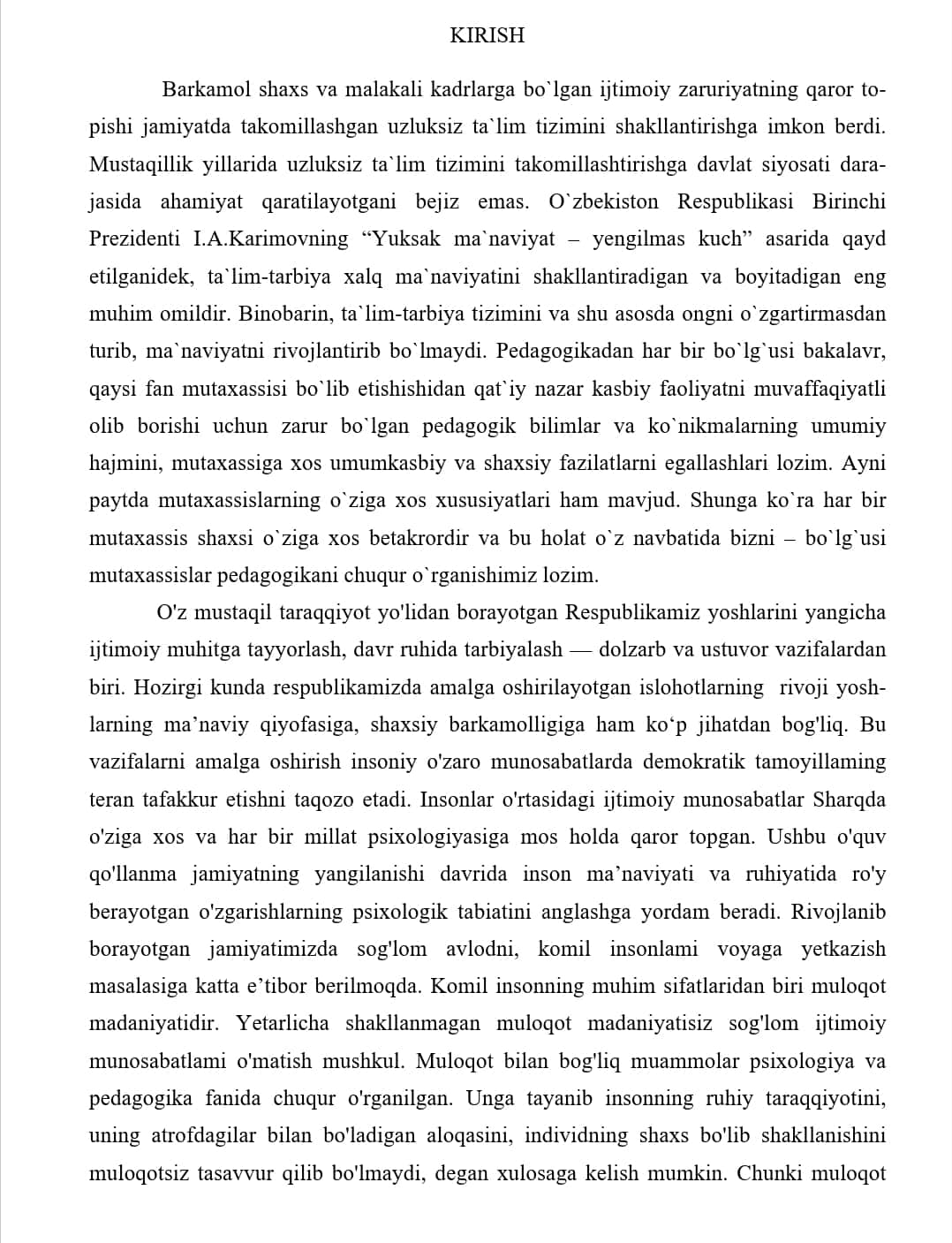 SINF RAHBARINING OILA VA JAMOATCHILIK BILAN HAMKORLIGINI TASHKIL ETISH