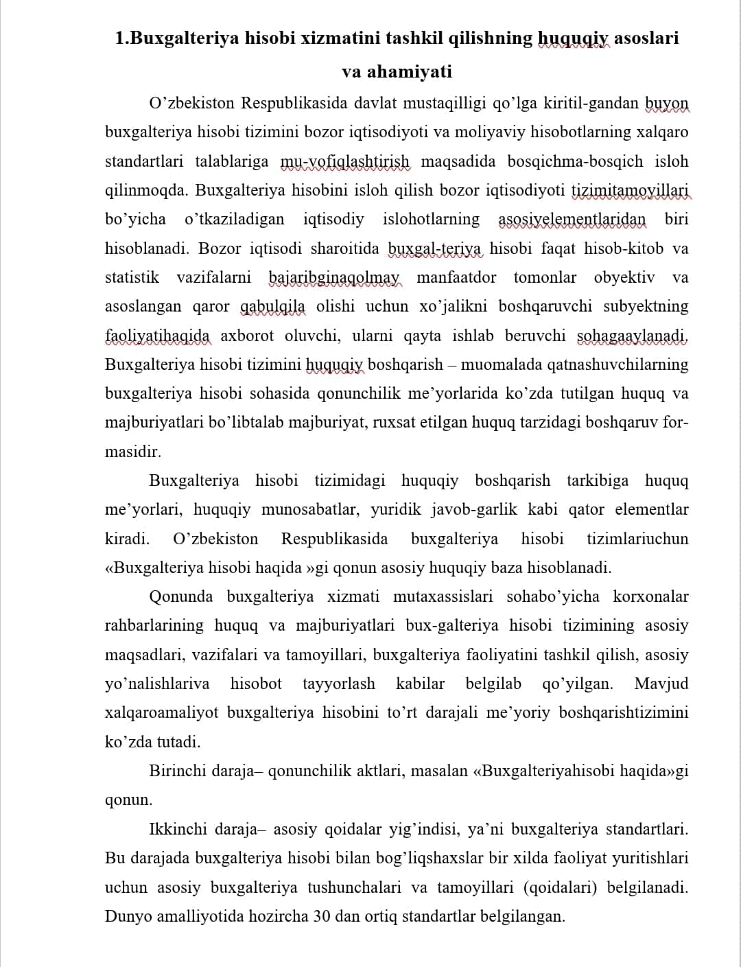Bugalteriya xisobini tashkil etish