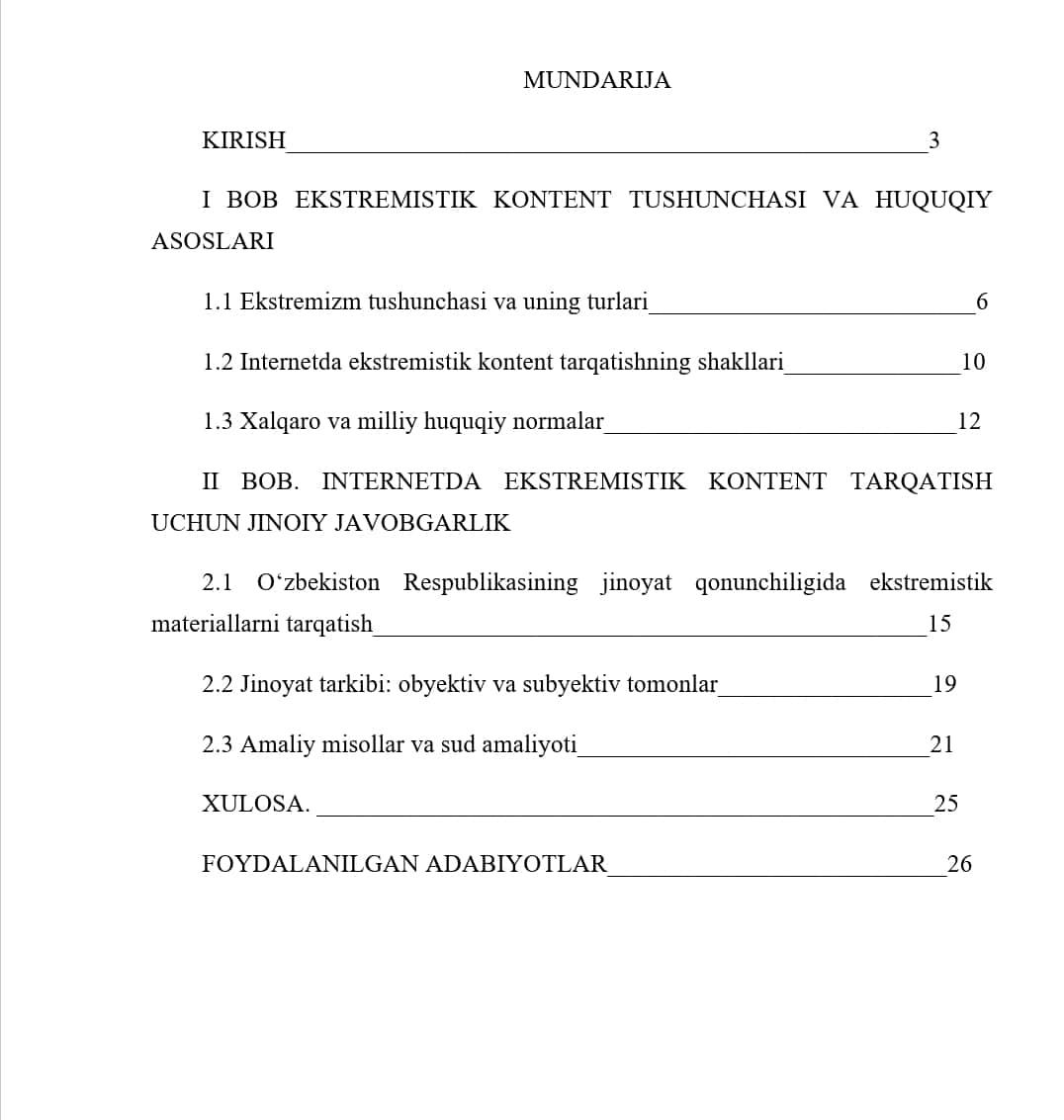 Internetda ekstremistik kontentni tarqatish uchun jinoiy javobgarlik