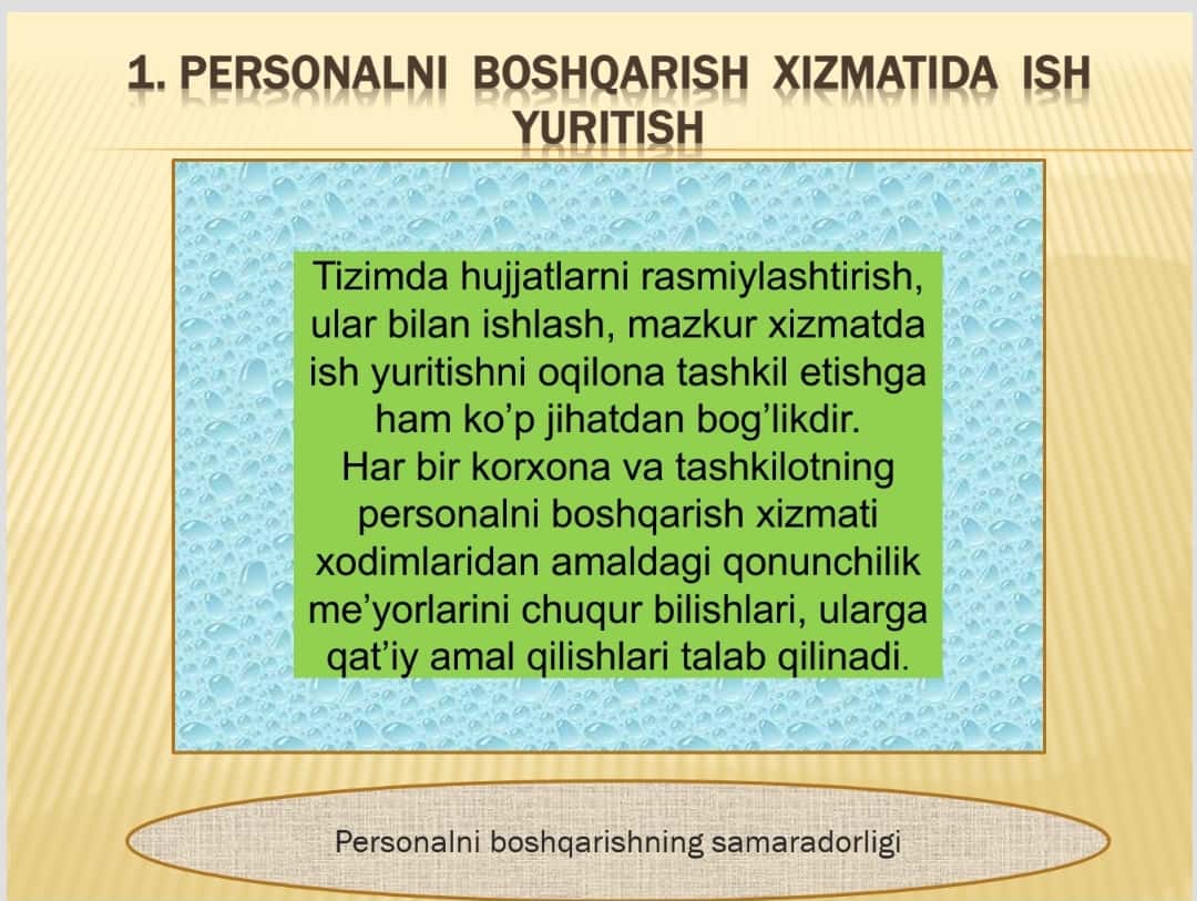 PERSONALNI BOSHQARISH XIZMATIDA ISH YURITISHVA AXBOROT TEXNOLOGIYALARI