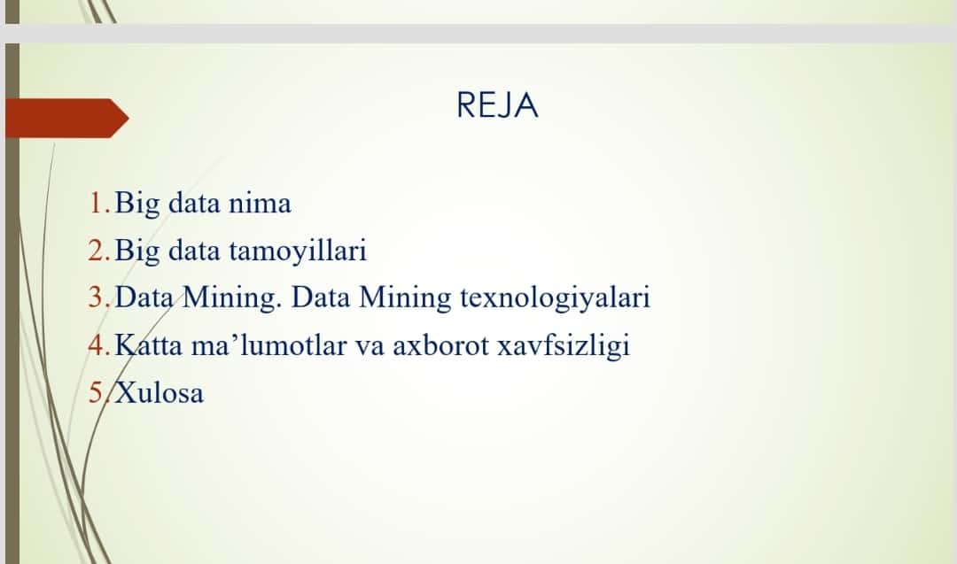 KATTA MA'LUMOTLAR (BIG DATA) VA ANALITIKA MA'LUMOTLAR BAZASINI TASHKIL QILISH MEHANIZMI