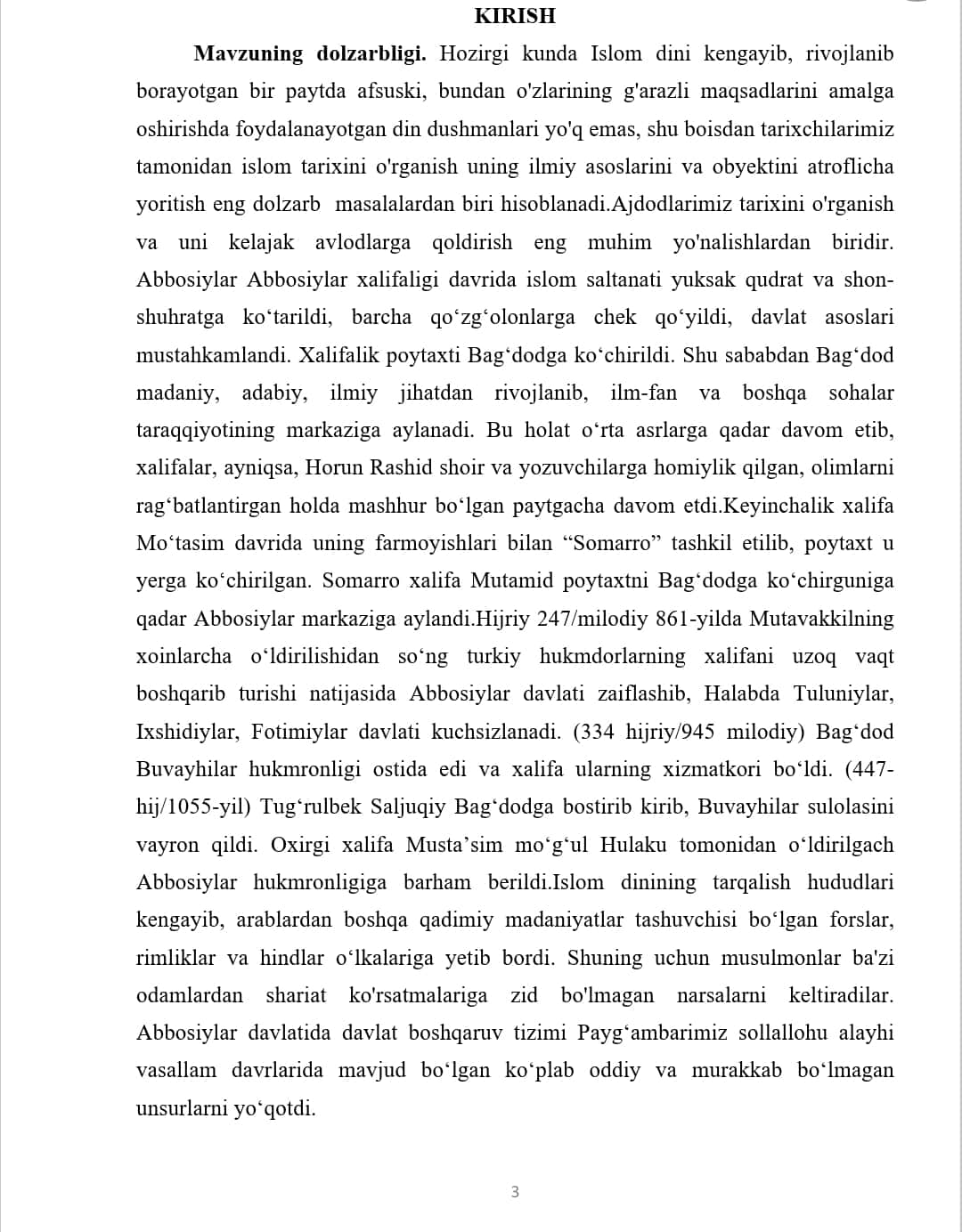ABBOSIYLARNING HOKIMIYAT TEPASIGA KELISHI