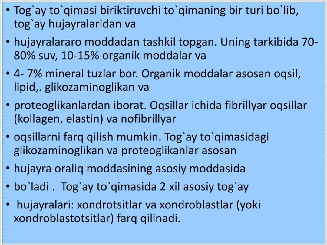 Suyak va tog'ay to'qimasi gistalogiyasi