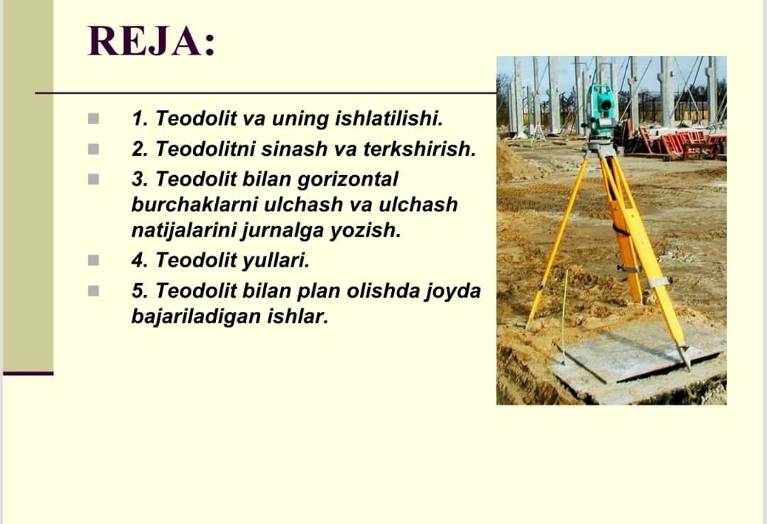 Yuqori aniqlikdagi teodalitlar. Yuqori aniqlikdagi teodalitlarni tekshirish