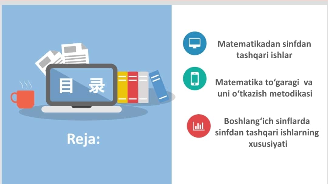 Matematika to‘gragini o‘tkazish metodikasi.
Boshlang‘ich sinflarda sinfdan tashqari ishning xususiyati
