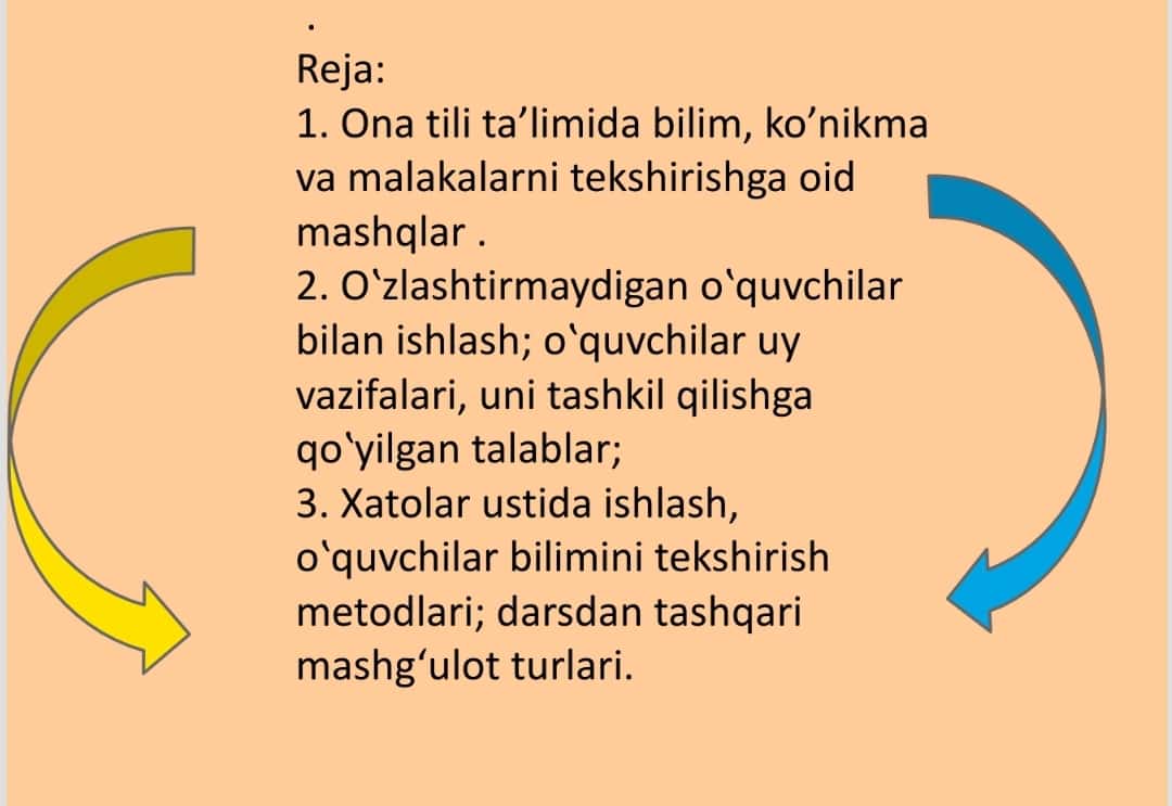 Ona tili ta’limida bilim, ko’nikma va malakalarni tekshirishga oid mashqlar .