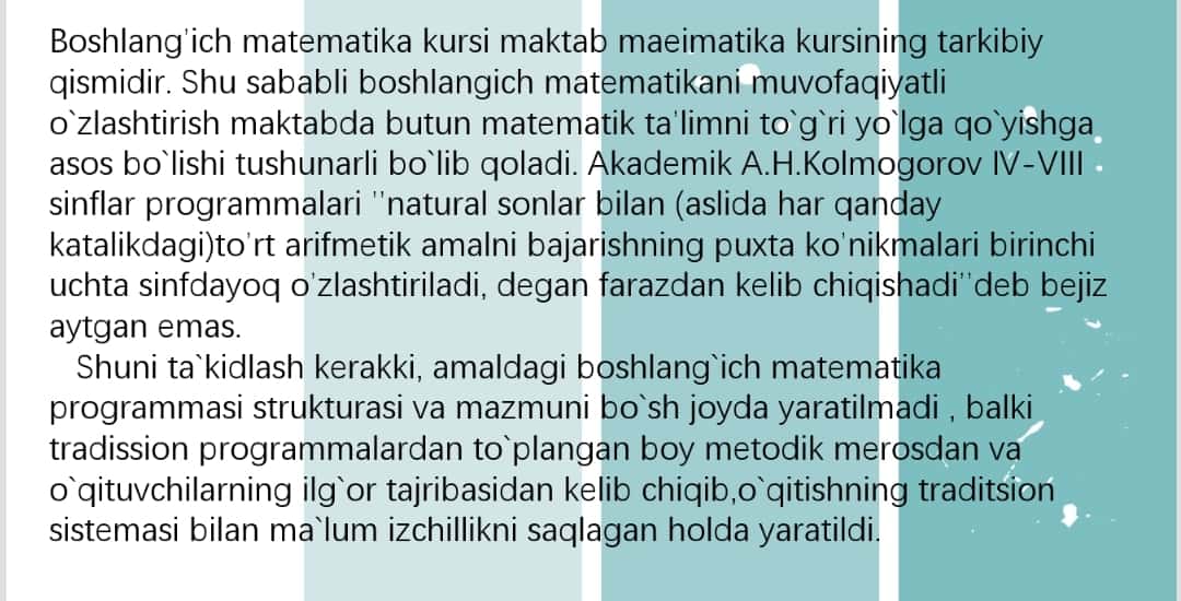 Boshlangʻich sinflarda matematiki kursining mazmuni va tuzilishi.
