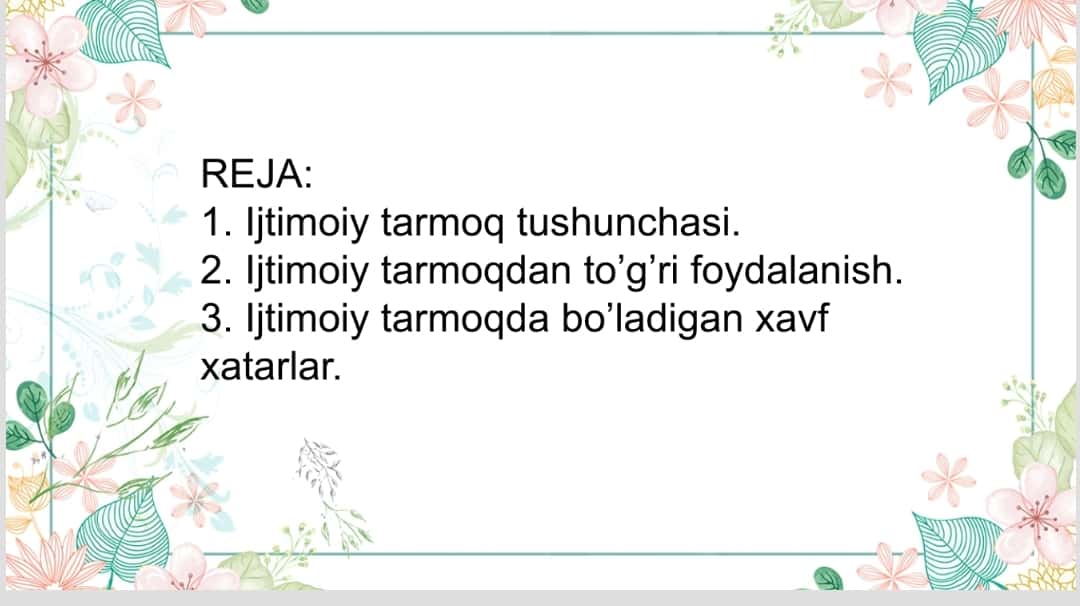 IJTIMOIY MEDIADA TAHDID VA XAVF XATARLAR