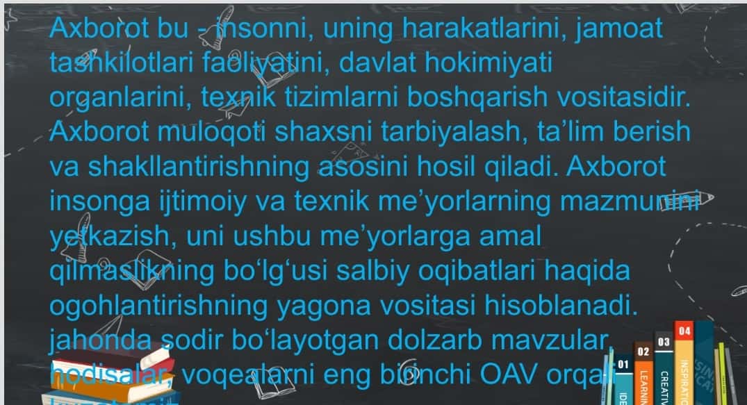 Media maydon va Internet imkoniyatlari.