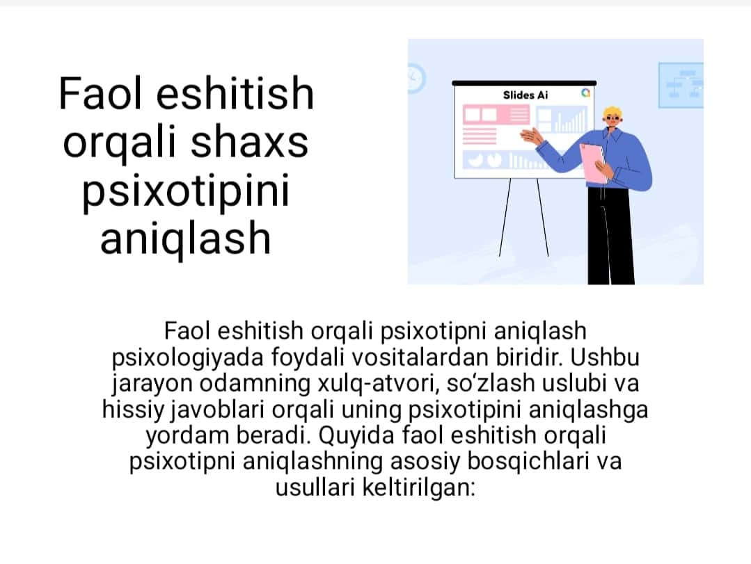 Faol eshitish orqali shaxs psixotipini aniqlash