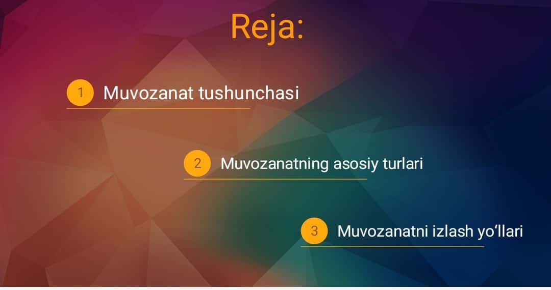 Muvozanat turlari va ularni izlash yo‘llari