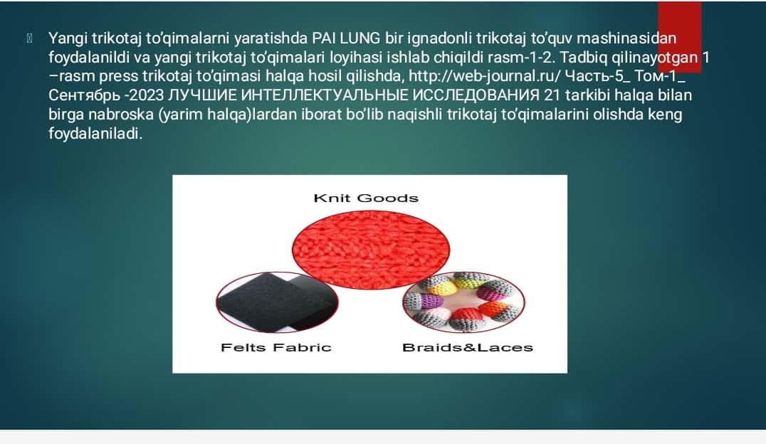 Bir ignadonli MT/KT mashinalari misolida trikotaj to’qiydigan mashinalarning markalari va O’zbekiston jahon sanoatida tutgan o’rni.