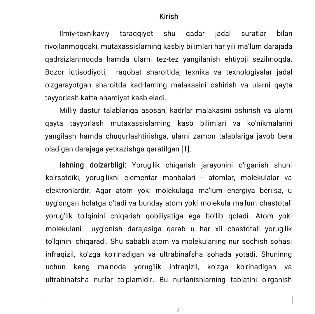 YORUG'LIK BOSIMINI O'LCHASH USULLARINI O'RGANISH